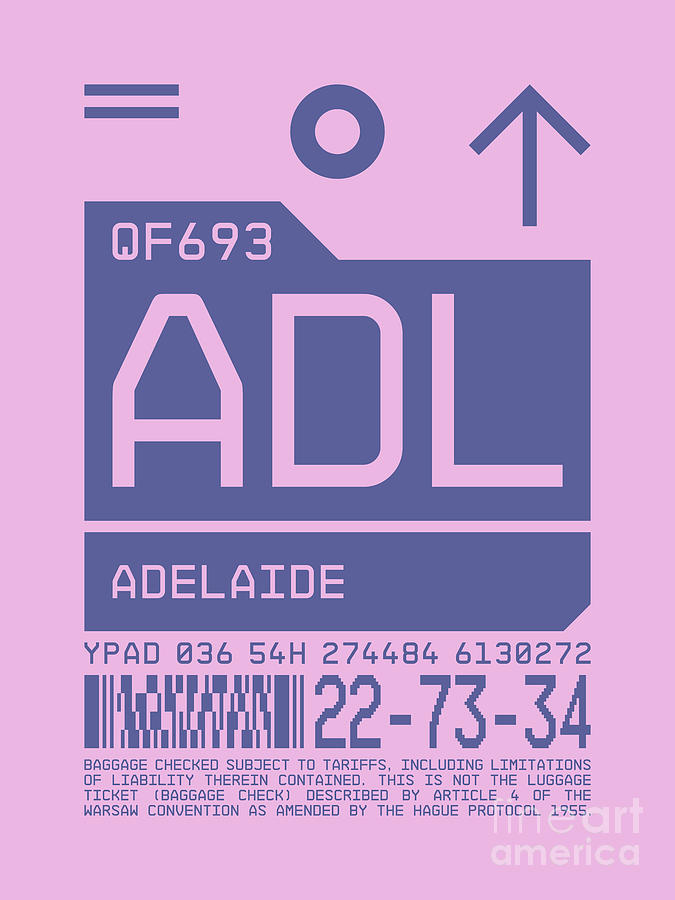 Airport Digital Art - Luggage Tag C - ADL Adelaide Australia by Organic Synthesis