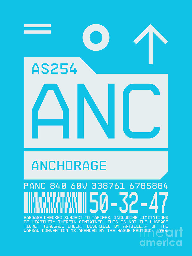 Anchorage Digital Art - Luggage Tag C - ANC Anchorage Alaska USA by Organic Synthesis