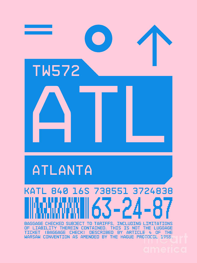 Atlanta Digital Art - Luggage Tag C - ATL Atlanta USA by Organic Synthesis