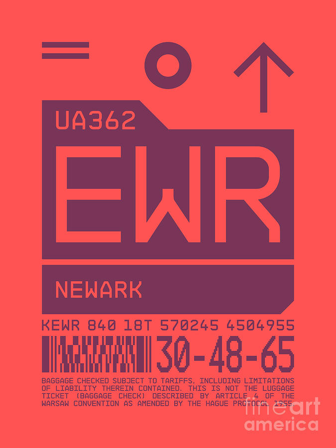 Newark Digital Art - Luggage Tag C - EWR Newark USA by Organic Synthesis