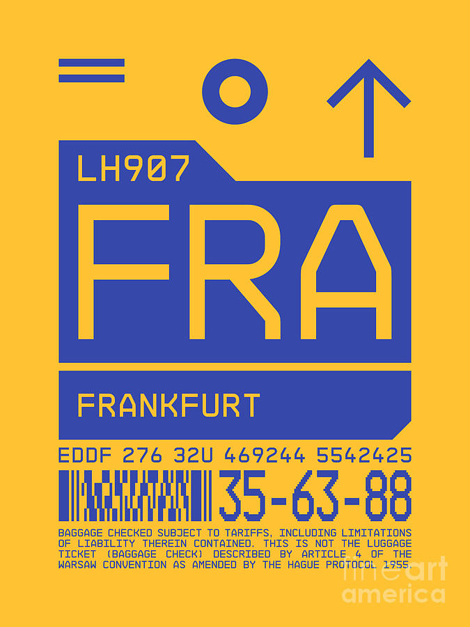 Airport Digital Art - Luggage Tag C - FRA Frankfurt Germany by Organic Synthesis