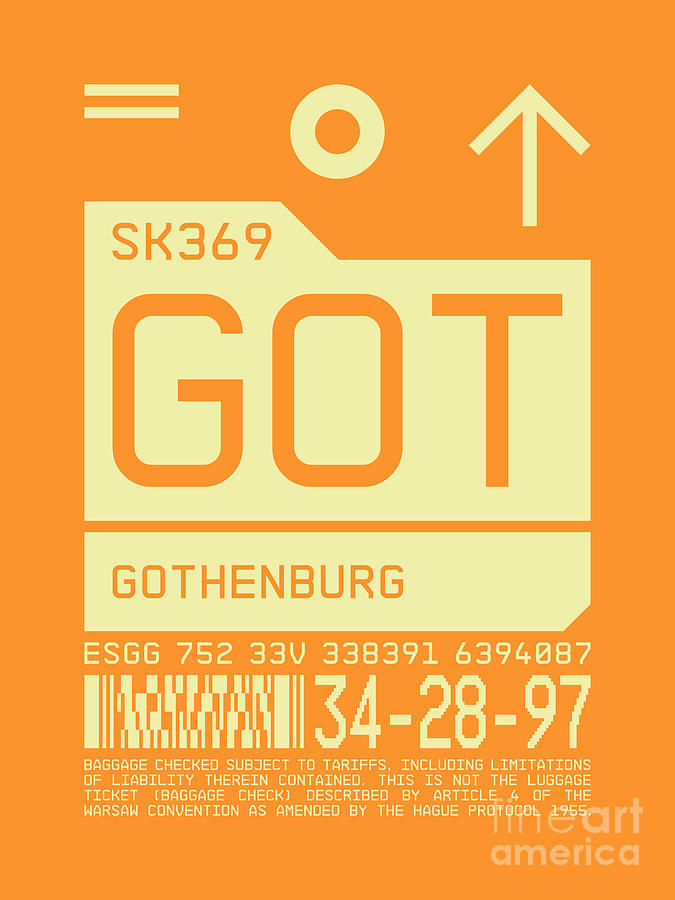 Vintage Digital Art - Luggage Tag C - GOT Gothenburg Sweden by Organic Synthesis