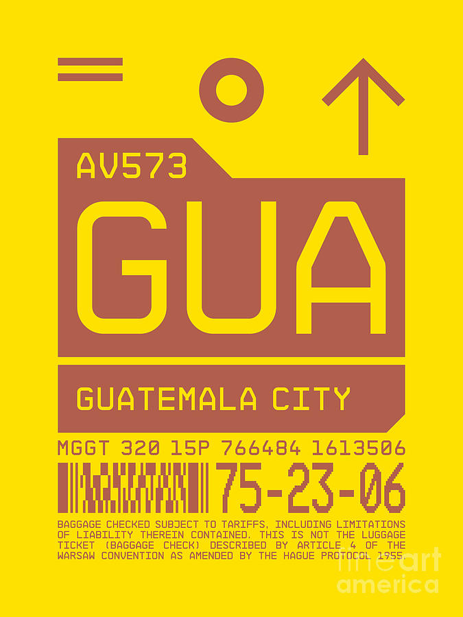 Airport Digital Art - Luggage Tag C - GUA Guatemala City Guatemala by Organic Synthesis