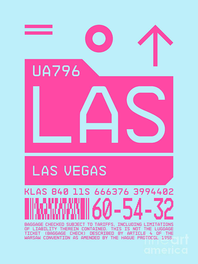 Las Vegas Digital Art - Luggage Tag C - LAS Las Vegas USA by Organic Synthesis