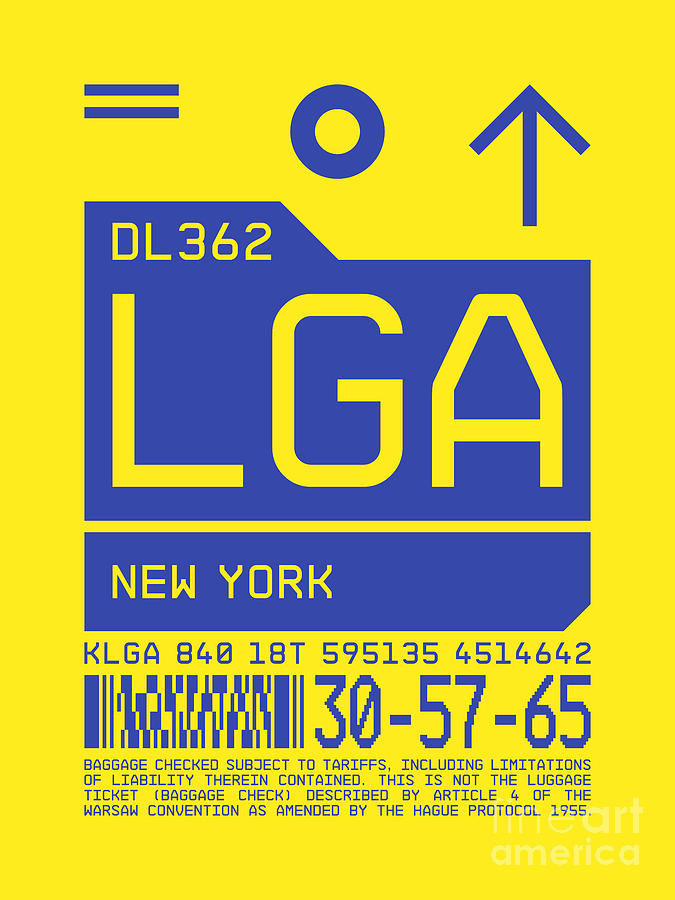 Airport Digital Art - Luggage Tag C - LGA New York USA by Organic Synthesis