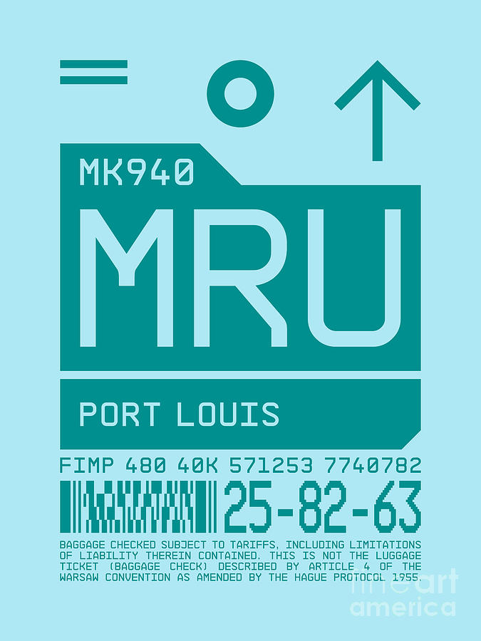 Airport Digital Art - Luggage Tag C - MRU Port Louis Mauritius by Organic Synthesis