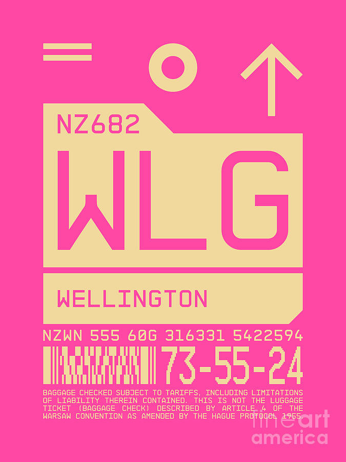 Airport Digital Art - Luggage Tag C - WLG Wellington New Zealand by Organic Synthesis