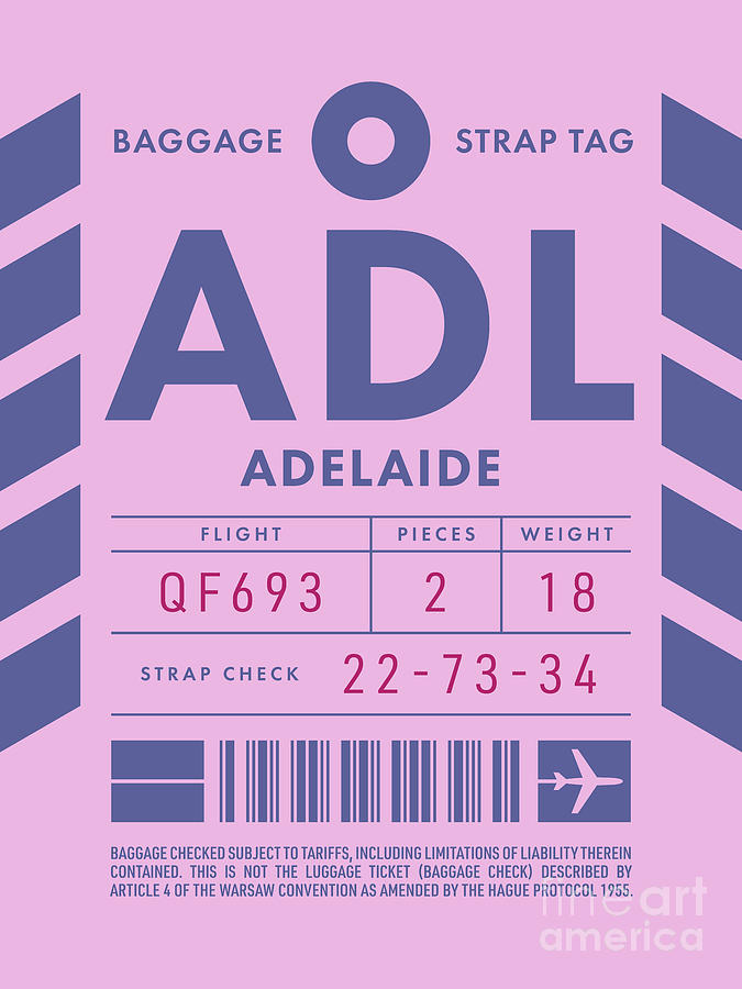 Vintage Digital Art - Luggage Tag D - ADL Adelaide Australia by Organic Synthesis