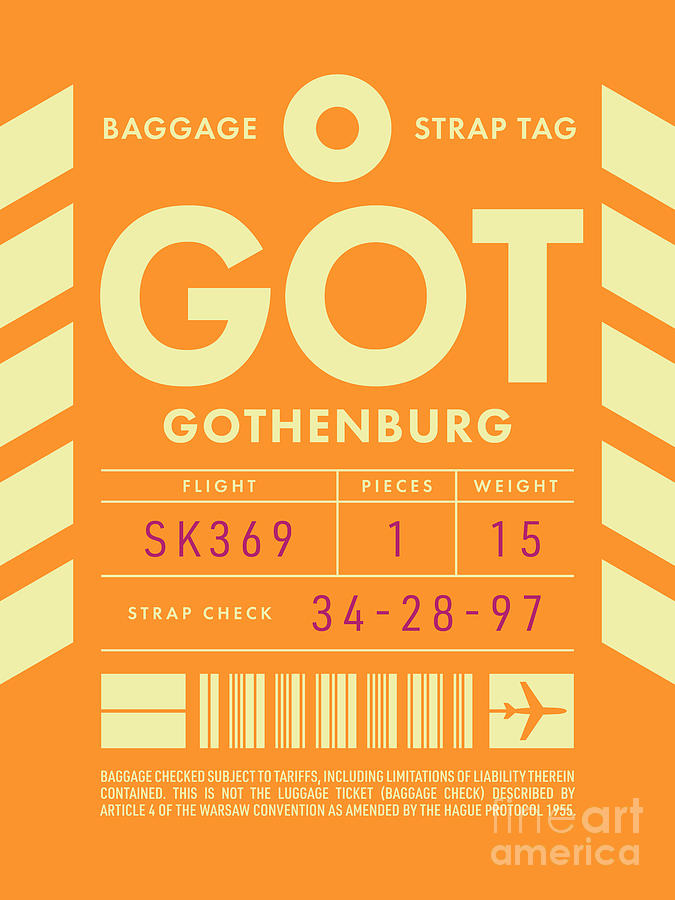 Vintage Digital Art - Luggage Tag D - GOT Gothenburg Sweden by Organic Synthesis