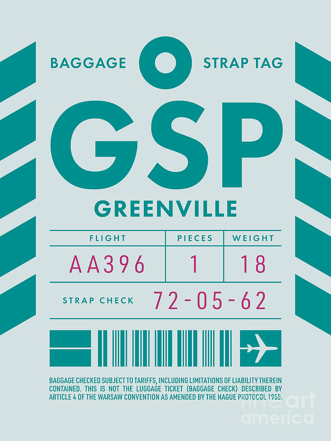 Vintage Digital Art - Luggage Tag D - GSP Greenville South Carolina USA by Organic Synthesis
