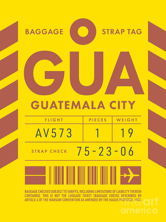 Vintage Digital Art - Luggage Tag D - GUA Guatemala City Guatemala by Organic Synthesis