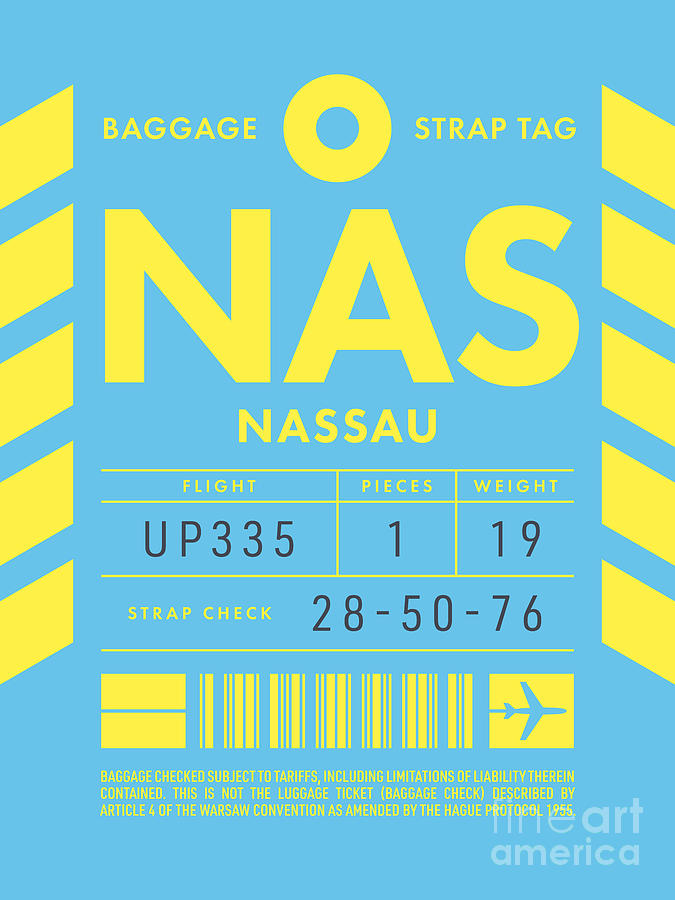 Vintage Digital Art - Luggage Tag D - NAS Nassau Bahamas by Organic Synthesis