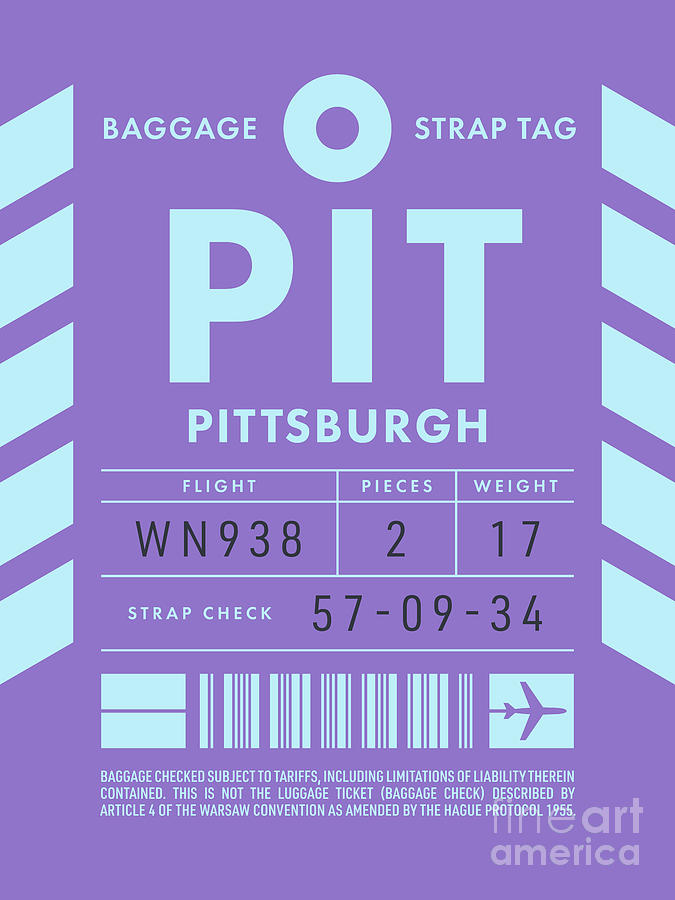 Vintage Digital Art - Luggage Tag D - PIT Pittsburgh USA by Organic Synthesis