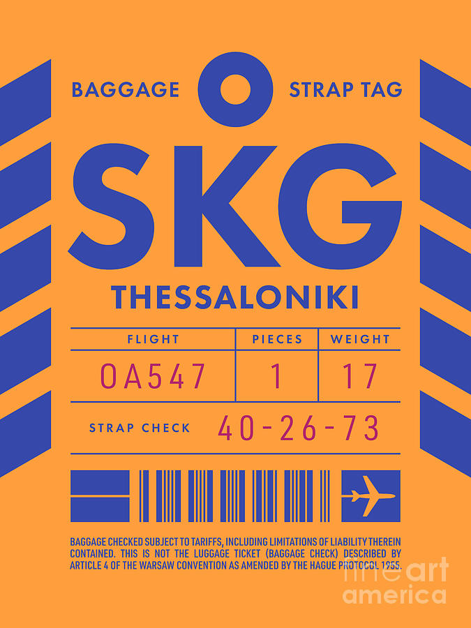 Luggage Tag D - SKG Thessaloniki Greece Digital Art by Organic Synthesis