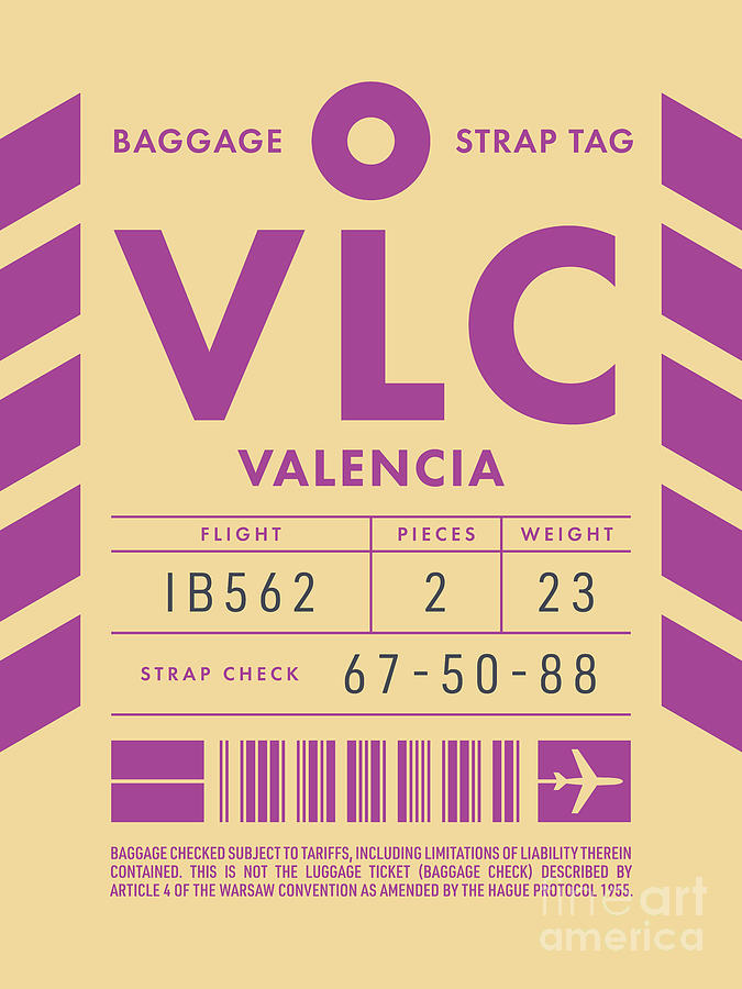 Luggage Tag D VLC Valencia Spain Digital Art by Organic Synthesis