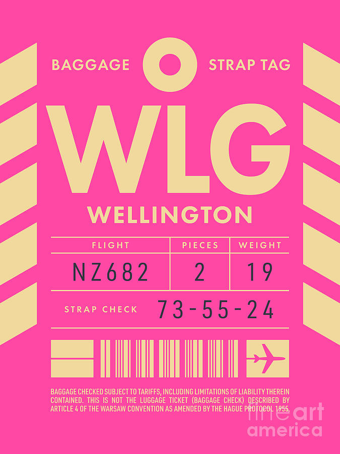 Vintage Digital Art - Luggage Tag D - WLG Wellington New Zealand by Organic Synthesis