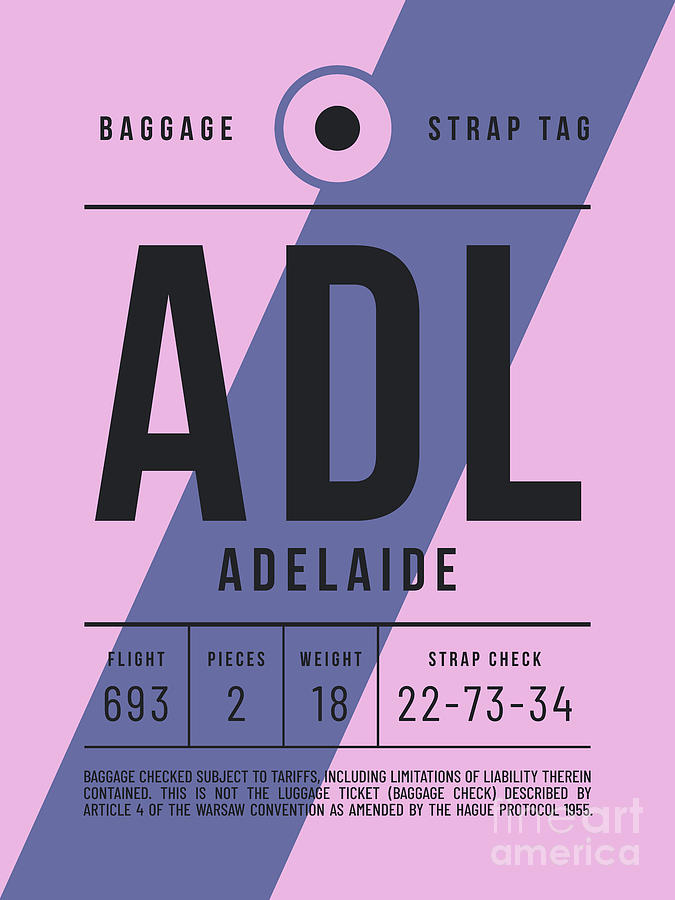 Vintage Digital Art - Luggage Tag E - ADL Adelaide Australia by Organic Synthesis