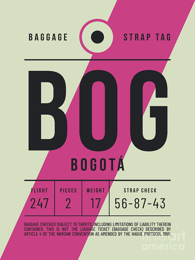 Vintage Digital Art - Luggage Tag E - BOG Bogota Colombia by Organic Synthesis