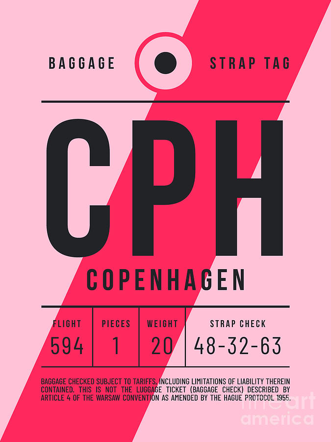 Luggage Tag E - CPH Copenhagen Denmark Digital Art by Organic Synthesis