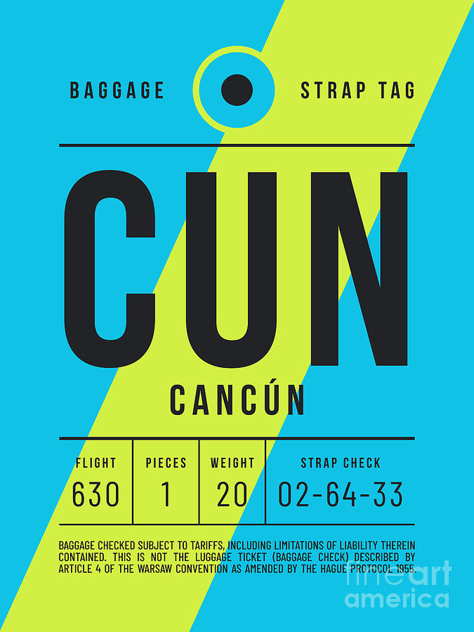 Luggage Tag E - CUN Cancun Mexico Digital Art by Organic Synthesis