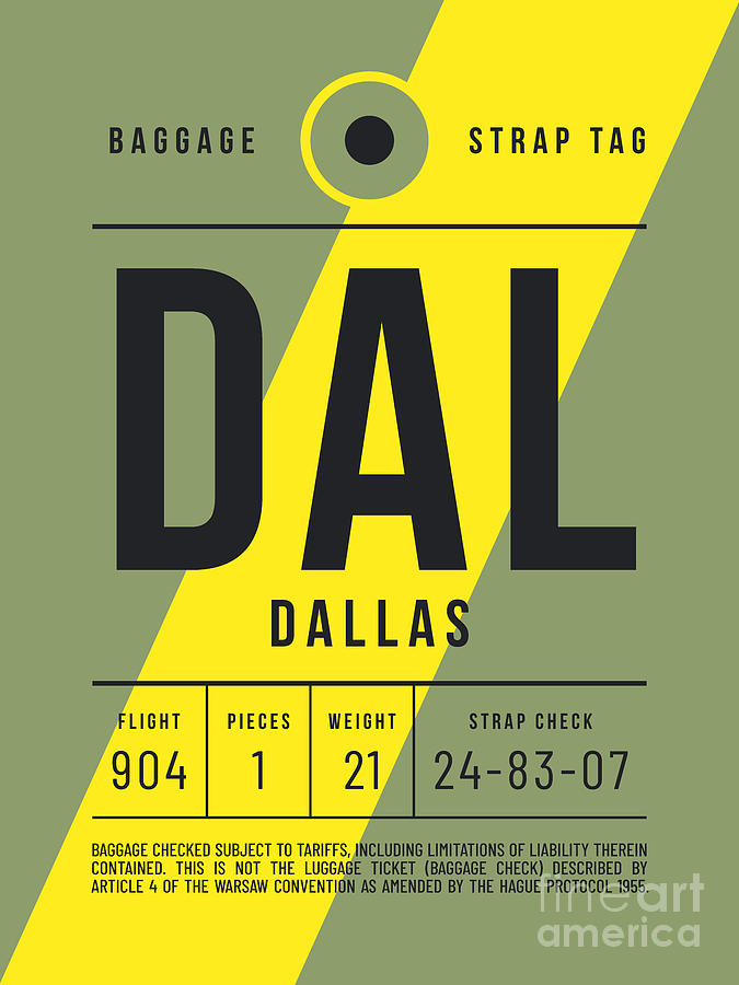 Vintage Digital Art - Luggage Tag E - DAL Dallas USA by Organic Synthesis