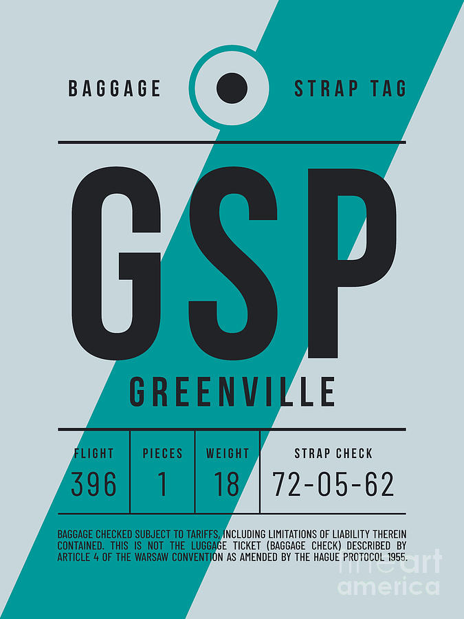 Vintage Digital Art - Luggage Tag E - GSP Greenville South Carolina USA by Organic Synthesis