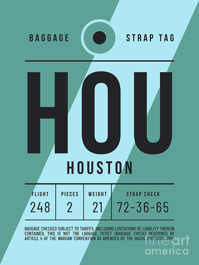 Luggage Tag E - HOU Houston Texas USA Digital Art by Organic Synthesis
