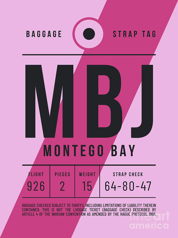 Luggage Tag E - MBJ Montego Bay Jamaica Digital Art by Organic Synthesis Luggage Tag E - MBJ Montego Bay Jamaica Digital Art by Organic Synthesis