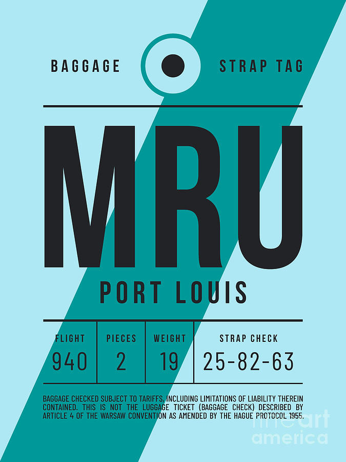 Vintage Digital Art - Luggage Tag E - MRU Port Louis Mauritius by Organic Synthesis