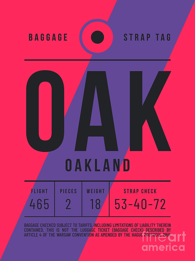 Luggage Tag E - OAK Oakland USA Digital Art by Organic Synthesis