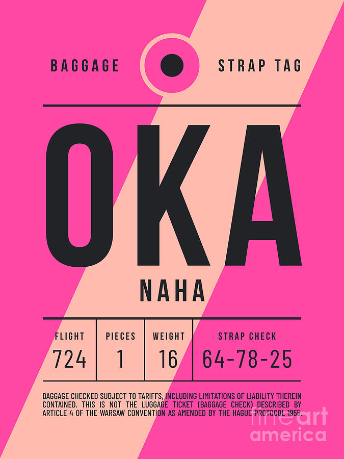 OKA Naha Okinawa • Airport Code and Vintage Baggage Tag Design