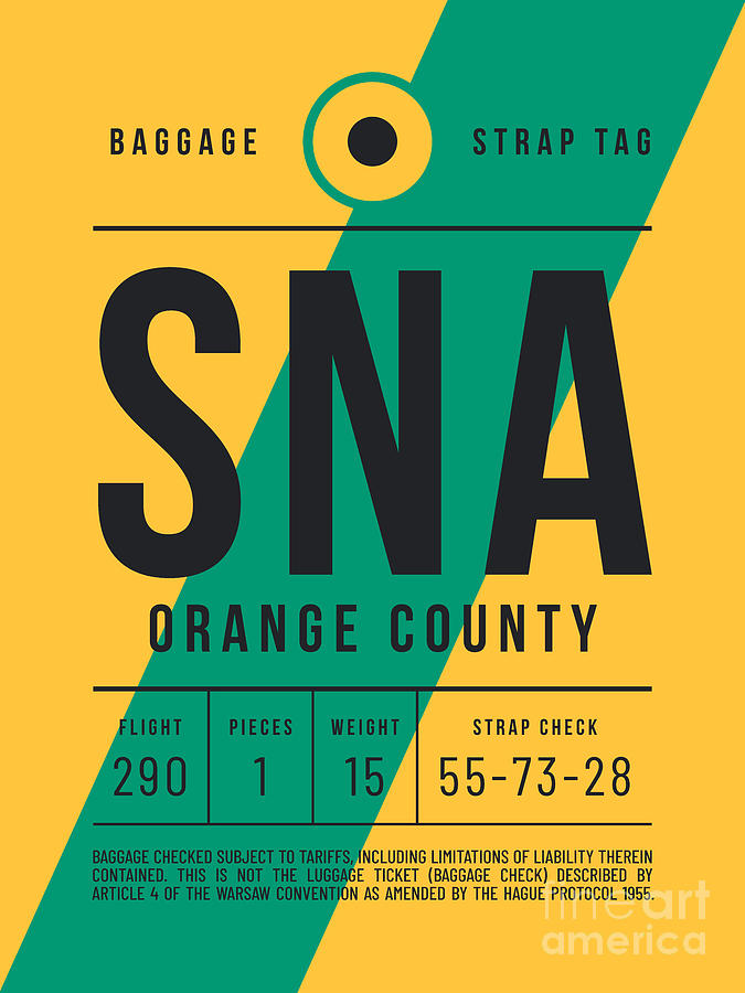 Vintage Digital Art - Luggage Tag E - SNA Orange County California USA by Organic Synthesis