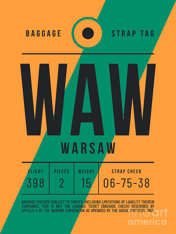 Luggage Tag E - WAW Warsaw Poland Digital Art by Organic Synthesis Luggage Tag E - WAW Warsaw Poland Digital Art by Organic Synthesis