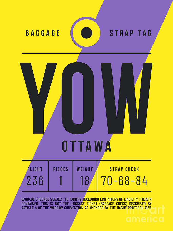 Vintage Digital Art - Luggage Tag E - YOW Ottawa Canada by Organic Synthesis
