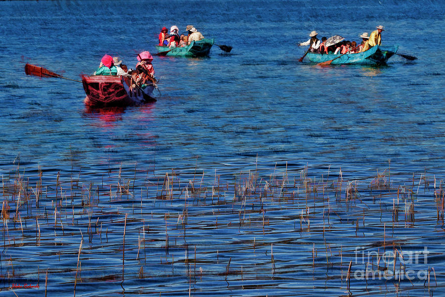Lugu Lake Mosuo Ladys Boats Photograph by Blake Richards