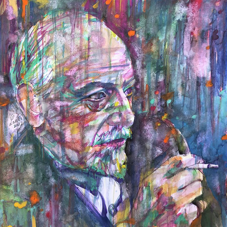 LUIGI PIRANDELLO watercolor portrait .1 Painting by Fabrizio Cassetta ...