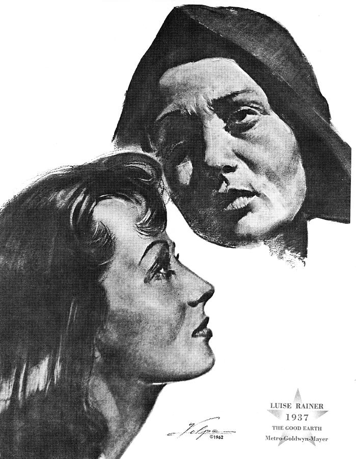 Luise Rainer by Volpe - two Drawing by Movie World Posters