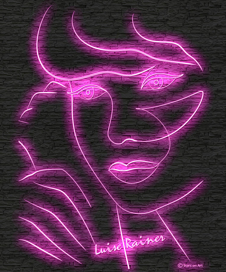 Luise Rainer neon portrait Digital Art by Movie World Posters
