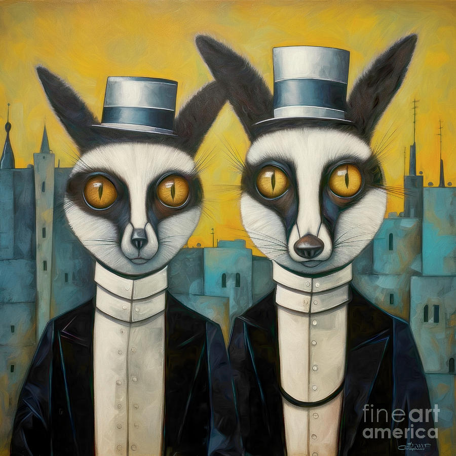Luke and Lars Lemur Digital Art by Jutta Maria Pusl