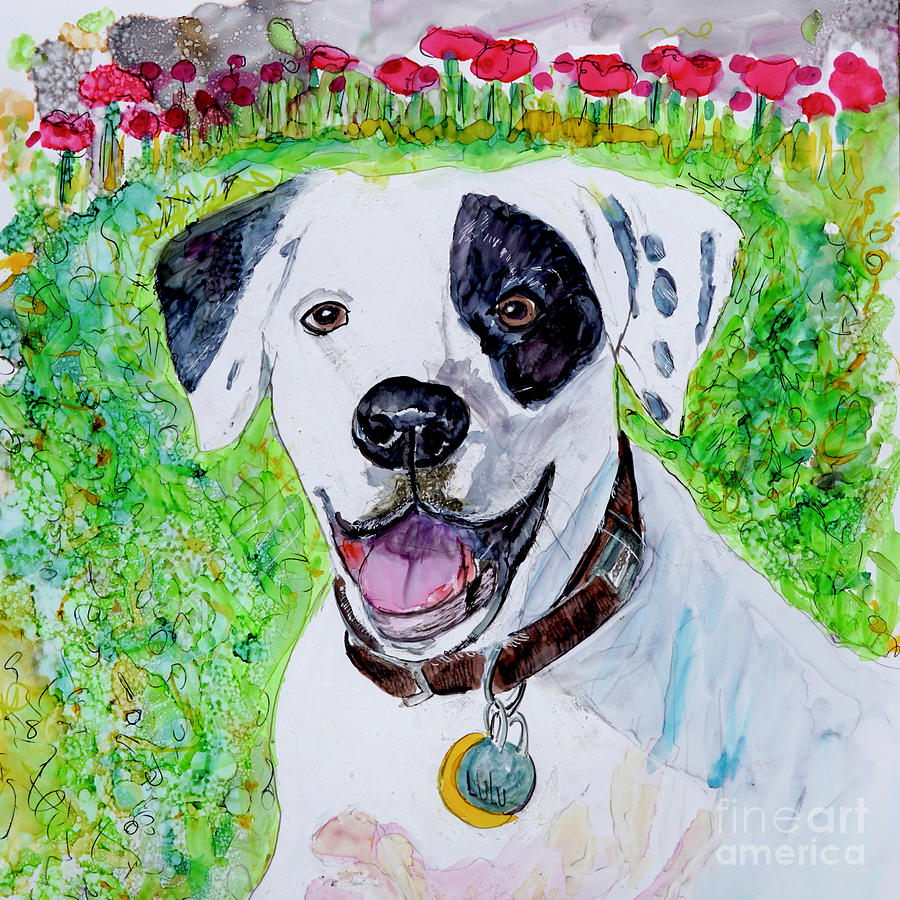 Lulu- Black And White Pup- Painting