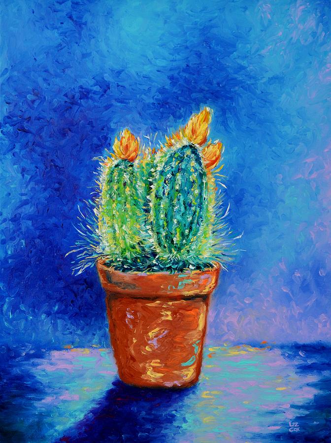 Luminous Cactus Painting by Elizabeth Cox