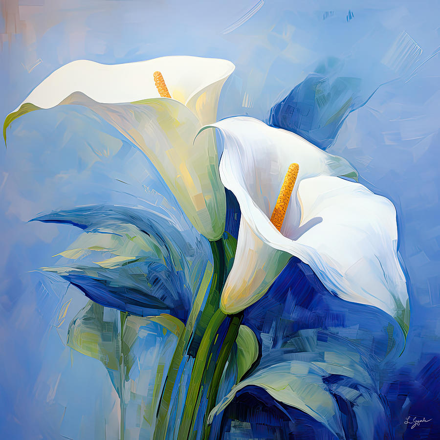 Calla Lily Digital Art - Luminous Calla Lilies - Two Calla Lilies Art by Lourry Legarde