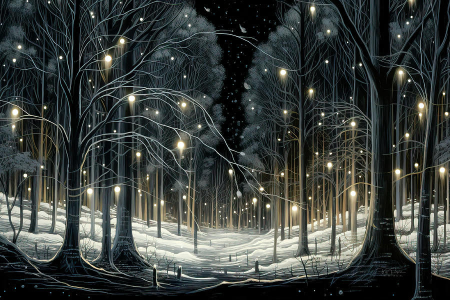 Luminous Grove Holiday Greetings Digital Art by Bill Posner