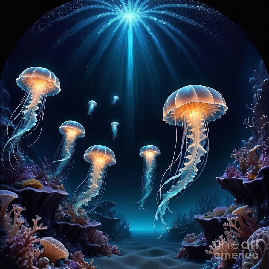 Luminous Jellyfish  Digital Art by Debra Miller