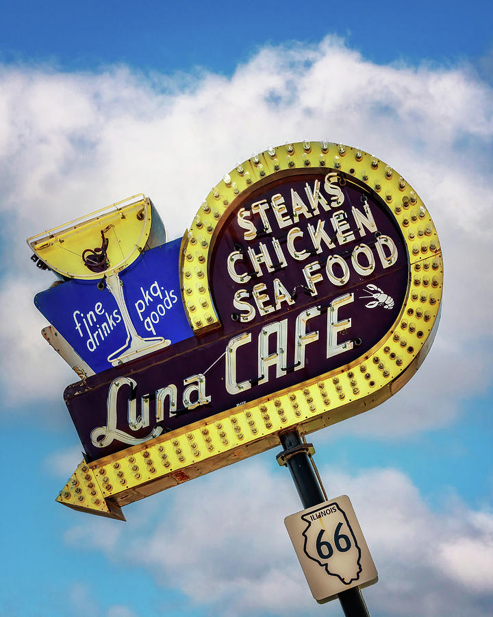 Luna Cafe Neon Sign - Mitchell, Illinois - Route 66 Photograph by Susan Rissi Tregoning