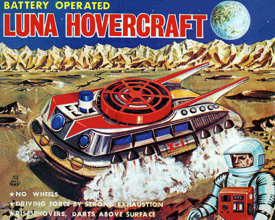Vintage Drawing - Luna Hovercraft by Vintage Toy Posters