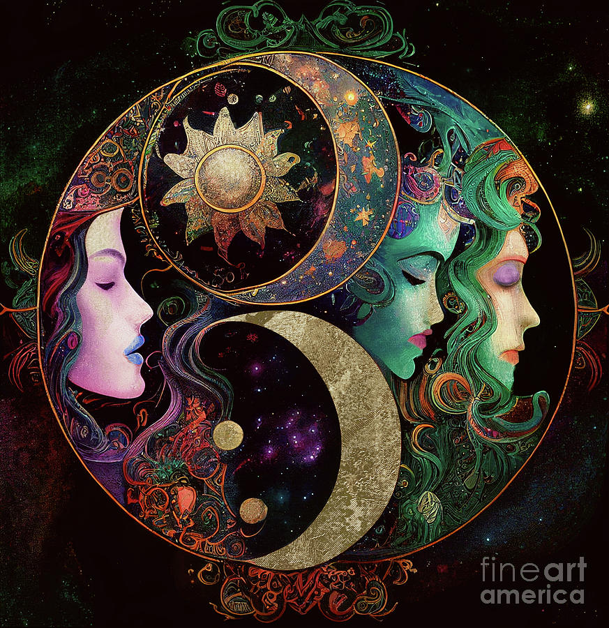 Celestial Map Painting - Luna II by Mindy Sommers