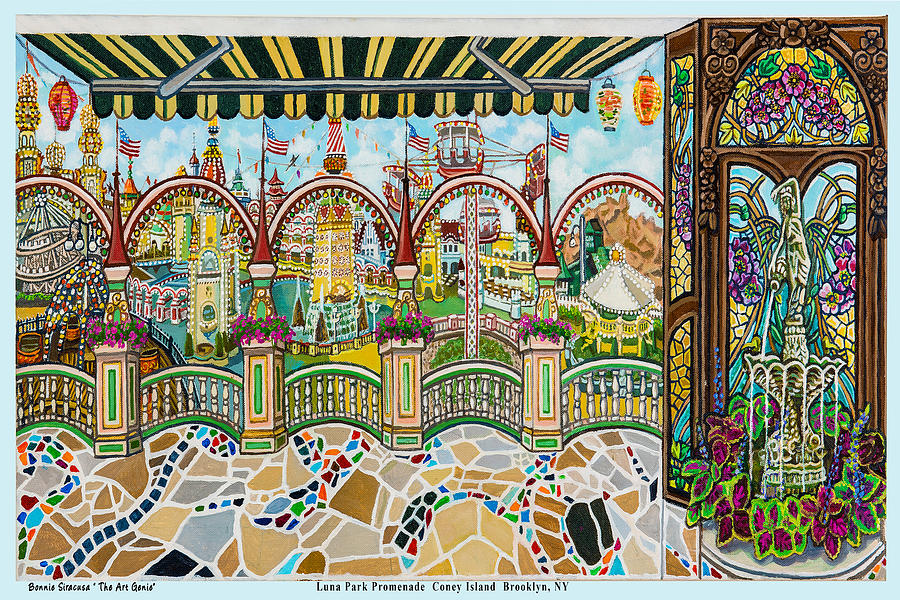 Luna Park Promenade Weekender Totebag Painting by Bonnie Siracusa