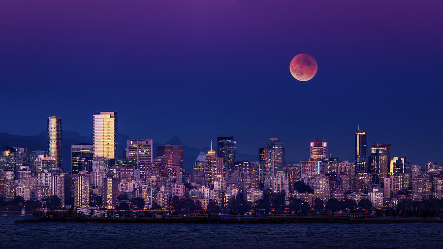 Lunar Eclipse over Vancouver Photograph by Manpreet Sokhi