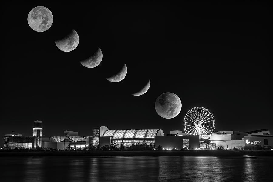 Architecture Photograph - Lunar Eclipse Sequence BW by Susan Candelario